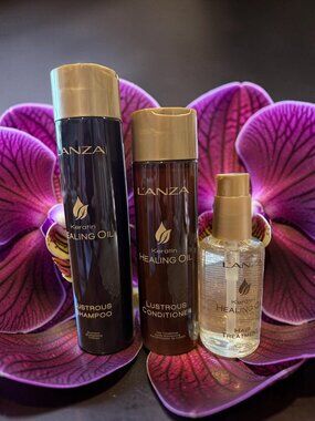 L'anza Healing Oil Keratin Lustrous Shampoo 10.1 oz Conditioner 8.5 oz Oil 3.4 o
